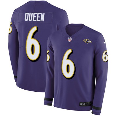 Nike Baltimore Ravens #6 Patrick Queen Purple Team Color Men's Stitched NFL Limited Therma Long Sleeve Jersey